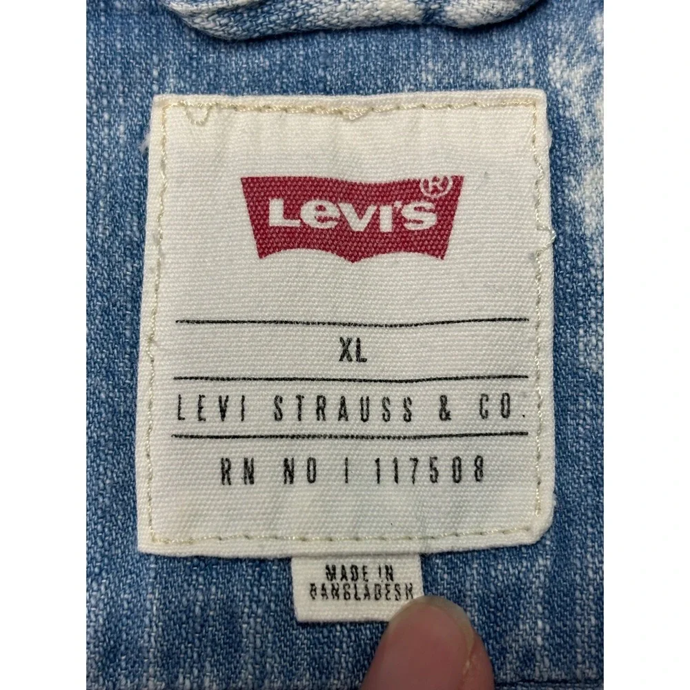 Vtg Y2k Levi's XL Acid Wash Denim Shirt Short Sleeve Button Up‎ Menswear